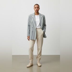 MNG Suit Blue & Cream Plaid Blazer – Size M